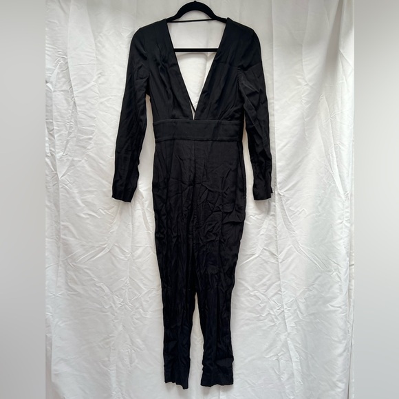 Deep V Neck and Open Back Long Sleeve Jumpsuit | Size S - Picture 2 of 4